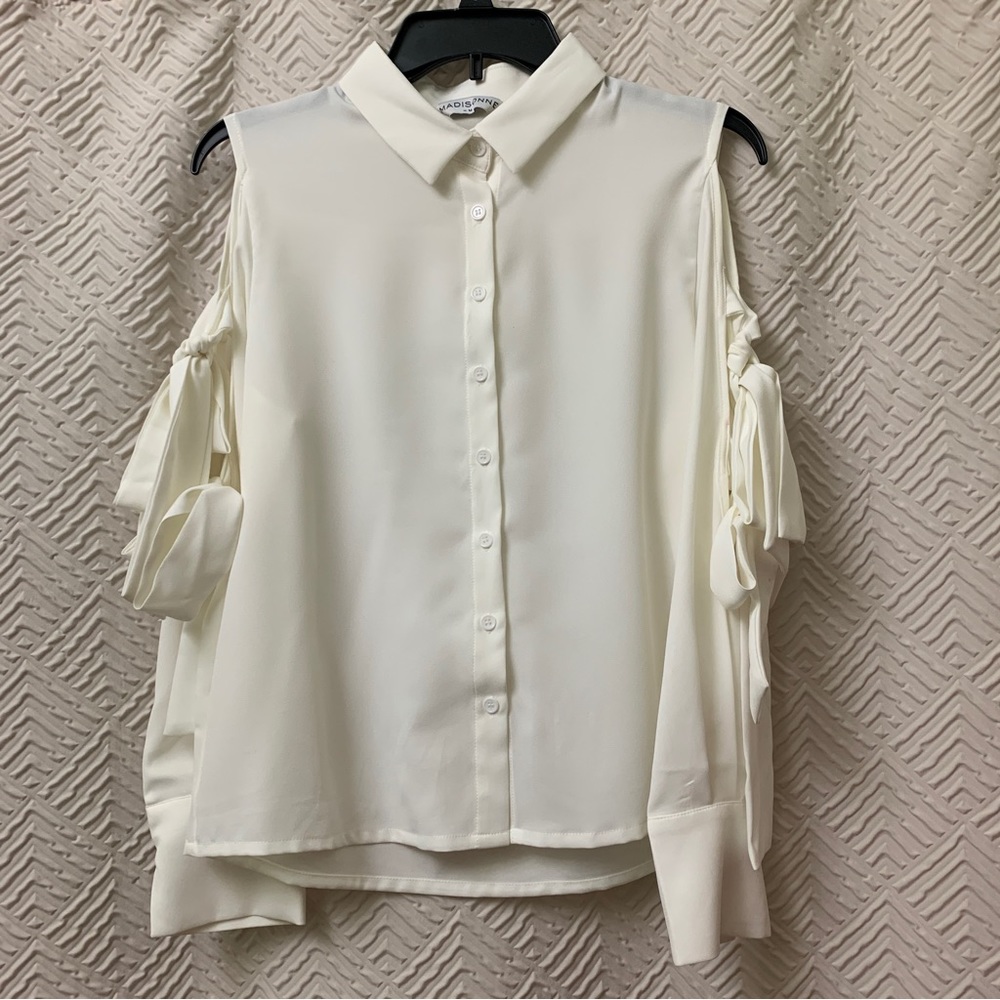 White blouse with bow ties